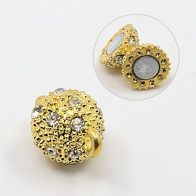Alloy Rhinestone Magnetic Clasps with Loops RB-H116-3-M-1