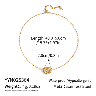 Minimalist double ring pendant necklace stainless steel vacuum plating unisex jewelry QF4079-1