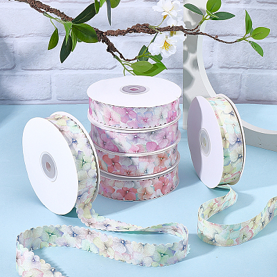 1Roll Single Face Printed Polyester Satin Ribbon SRIB-CY0001-47E-1