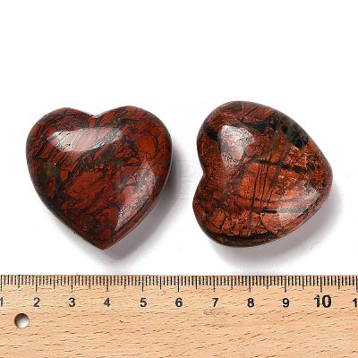 Natural Red Jasper Heart Display Decorations G-P562-02C-1