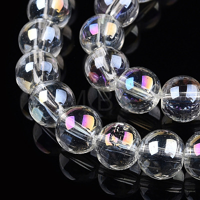 Electroplate Transparent Glass Beads Strands GLAA-T032-T8mm-AB13-1