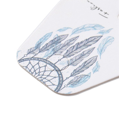 100Pcs Woven Web/Net with Feather Print Paper Jewelry Display Cards AJEW-Z021-01A-1