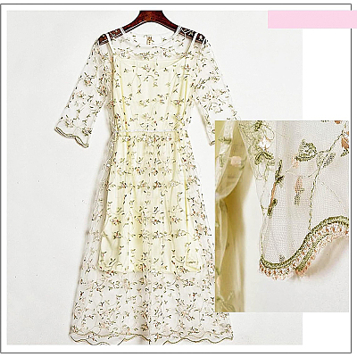 Polyester Mesh Embroidered Lace Trim OCOR-WH0073-72-1