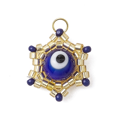 Beaded Star Eye Charms PALLOY-MZ00575-1