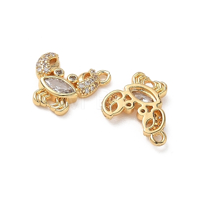 Brass Micro Pave Clear Cubic Zirconia Charms KK-P355-01B-G-1