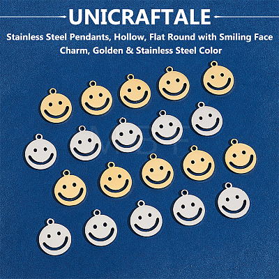 Unicraftale 20Pcs 2 Colors 304 Stainless Steel Pendants STAS-UN0053-70B-1