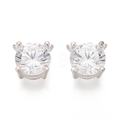 925 Sterling Silver Pave Clear Cubic Zirconia Flat Round Charms STER-T008-69S-03-1