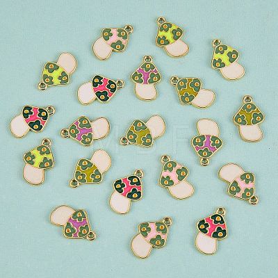 20Pcs 5 Colors Rack Plating Alloy Enamel Pendants ENAM-SZ0002-95-1