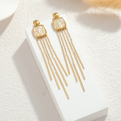 304 Stainless Steel Tassel Stud Earrings for Women WG223AD-01-1