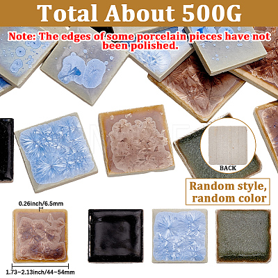 500G Square Porcelain Cabochons Mosaic Pieces Sets PORC-SP0001-26-1