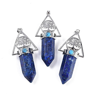 Dyed Natural Lapis Lazuli Faceted Pointed Bullet Big Pendants G-H076-02P-011-1