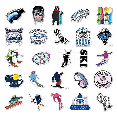 Skiing Theme Waterproof PVC Adhesive Stickers STIC-PW0014-002-1