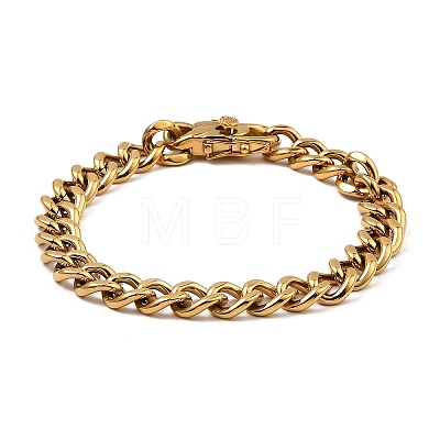 Ion Plating(IP) 304 Stainless Steel Cuban Link Chain Bracelet NJEW-D050-02H-G-1