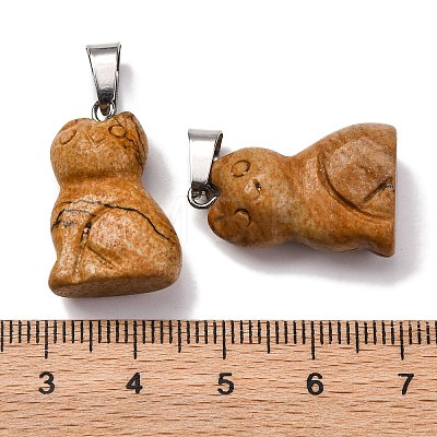 Natural Picture Jasper Pendants G-B127-08P-08-1