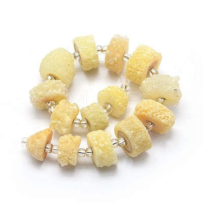 Natural Druzy Quartz Crystal Beads Strands G-F582-B11-1