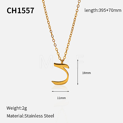 304 Stainless Steel Arabic Initial Letter Pendant Necklaces FS-WG7B6CA-07-1