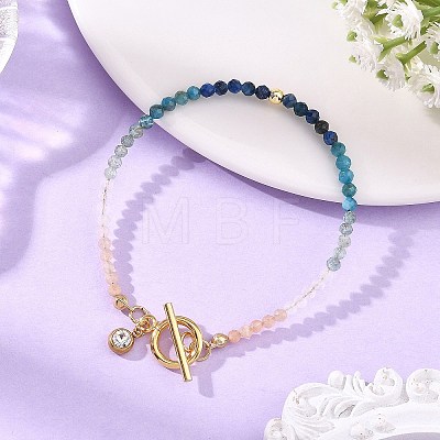 Gradient Natural Mixed Stone Faceted Round Beaded Bracelets BJEW-JB14398-01-1