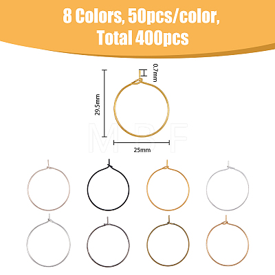 400Pcs 8 Colors Iron Hoop Earrings IFIN-FH0001-72B-1