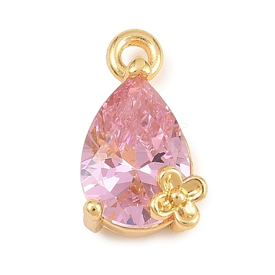 Brass Micro Pave Cubic Zirconia Charms KK-D265-01A-G-1