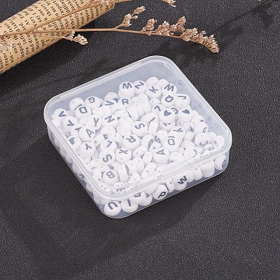 200Pcs 2 Style White Acrylic Enamel Beads SACR-YW0001-04-1