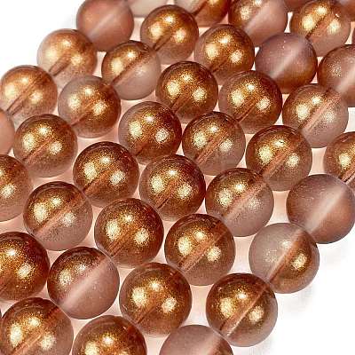 Frosted Transparent Glass Bead Strands GLAA-P065-10mm-13-1