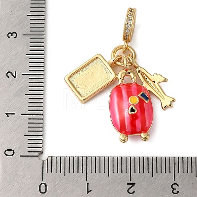 Rack Plating Brass Micro Pave Clear Cubic Zirconia European Dangle Charms KK-P279-32G-1