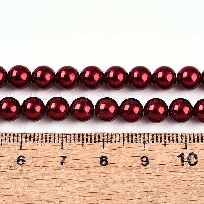 Baking Paint Pearlized Glass Pearl Bead Strands X-HY-N002-6mm-A13-1