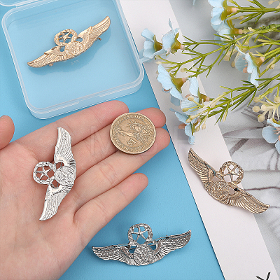 4Pcs 2 Colors Alloy Eagle Wing with Star Brooch JEWB-CA0001-42-1