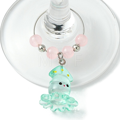 Ocean Theme Resin Wine Glass Charms AJEW-JO00243-1