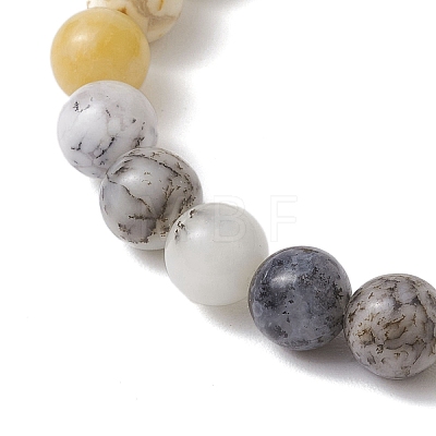 8.5mm Round Natural White African Opal Beaded Stretch Bracelets for Women BJEW-JB10761-1