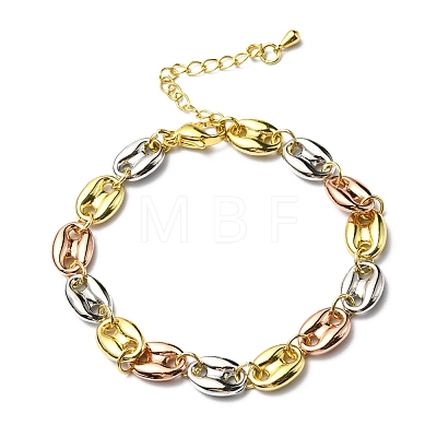 Rack Plating Brass Coffee Bean Chain Bracelet for Women RJEW-D078-08-1