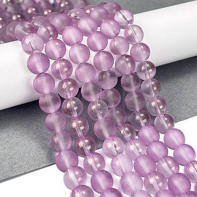 Frosted Transparent Glass Bead Strands GLAA-P065-8mm-07-1