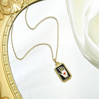 Rectangle Tarot 304 Stainless Steel with Enamel Pendant Necklaces for Women NJEW-G157-01G-02-1