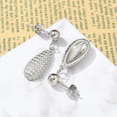 304 Stainless Steel Teardrop Dangle Stud Earrings for Women EJEW-A119-16P-1