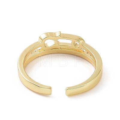 Clear Cubic Zirconia Safe Pin Shape Open Cuff Ring RJEW-G283-07G-1