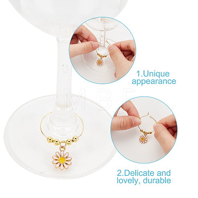 24Pcs 6 Colors Brass Wine Glass Charms AJEW-GO00007-1