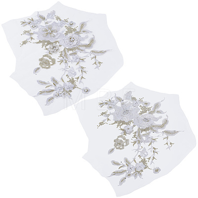 2Pcs 3D Flower Beading Polyster Embroidery Ornaments Accessories DIY-CY0003-64A-1