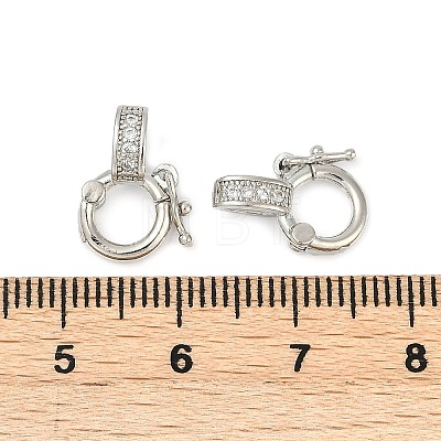 Brass Micro Pave Clear Cubic Zirconia Twister Clasps KK-H202-18P-1