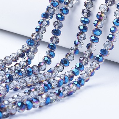 Electroplate Transparent Glass Beads Strands X-EGLA-A034-T4mm-Z01-1