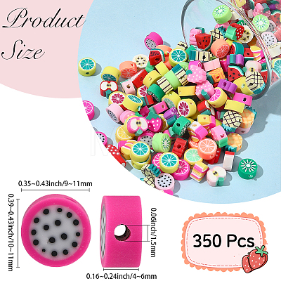350Pcs Fruit Handmade Polymer Clay Beads CLAY-PA0001-05-1