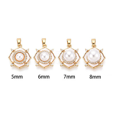 Brass Micro Pave Cubic Zirconia Cup Pearl Peg Bails Pin Pendants KK-T079-06G-1