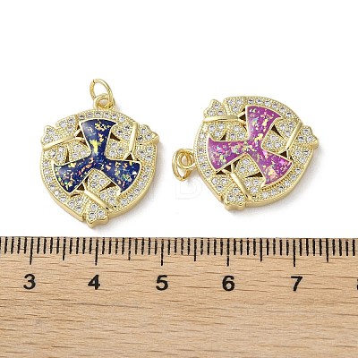 Brass Micro Pave Clear Cubic Zirconia Pendants KK-C045-28G-1