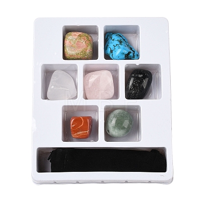 7Pcs Nuggets Chakra Natural & Synthetic Mixed Gemstone Tumbled Polished Stones Collections AJEW-Q152-02-1