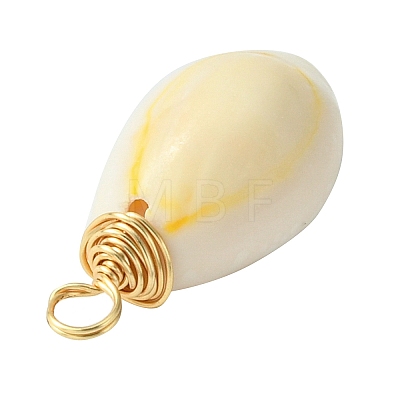 Natural Cowrie Shell Dyed Pendants PALLOY-JF02274-1