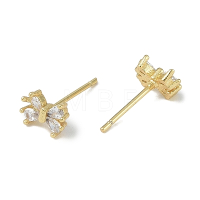 Rack Plating Brass With Cubic Zirconia Stud Earrings EJEW-U006-02G-1