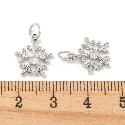 Rack Plating Brass Micro Pave Clear Cubic Zirconia Pendants KK-B093-04B-P-1