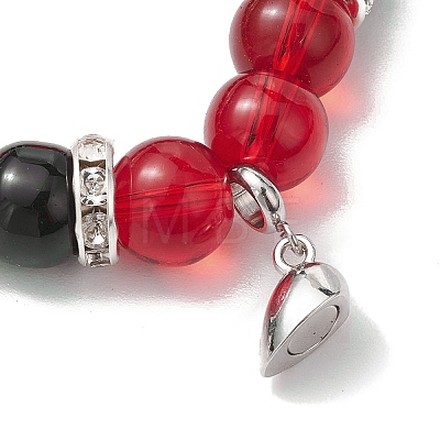 2Pcs 10mm Round Blue Cat Eye & Red Glass & Black Glass Beaded Stretch Bracelet Sets for Lover BJEW-JB10325-04-1