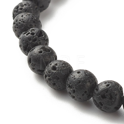 Natural Lava Rock Round Beads Essential Oil Anxiety Aromatherapy Stretch Bracelets BJEW-JB07042-1