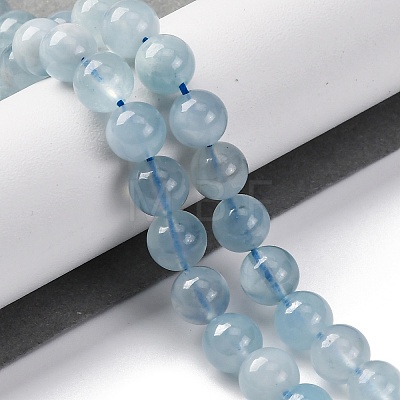 Natural Aquamarine Bead Strands G-J376-23-8mm-A-1