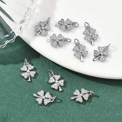 SHEGRACE Brass Micro Pave Clear Cubic Zirconia Charms XGRQ2O411-415P-1